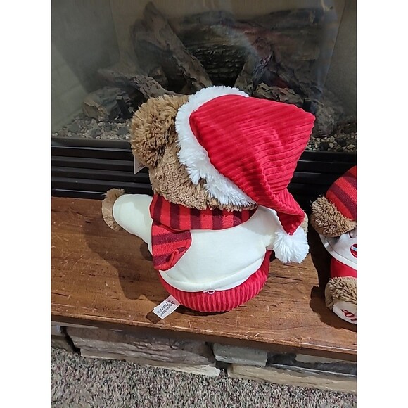 Lot (2) 2017 Walmart Christmas Snowflake TEDDY BEARS Boy Girl Large Red Brown - Picture 8 of 16